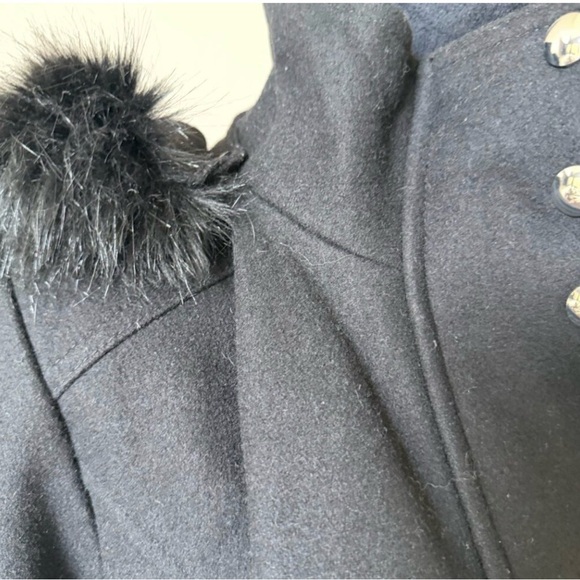 Wool Blend Fur-Trimmed Hooded Coat - Small - Picture 8 of 13